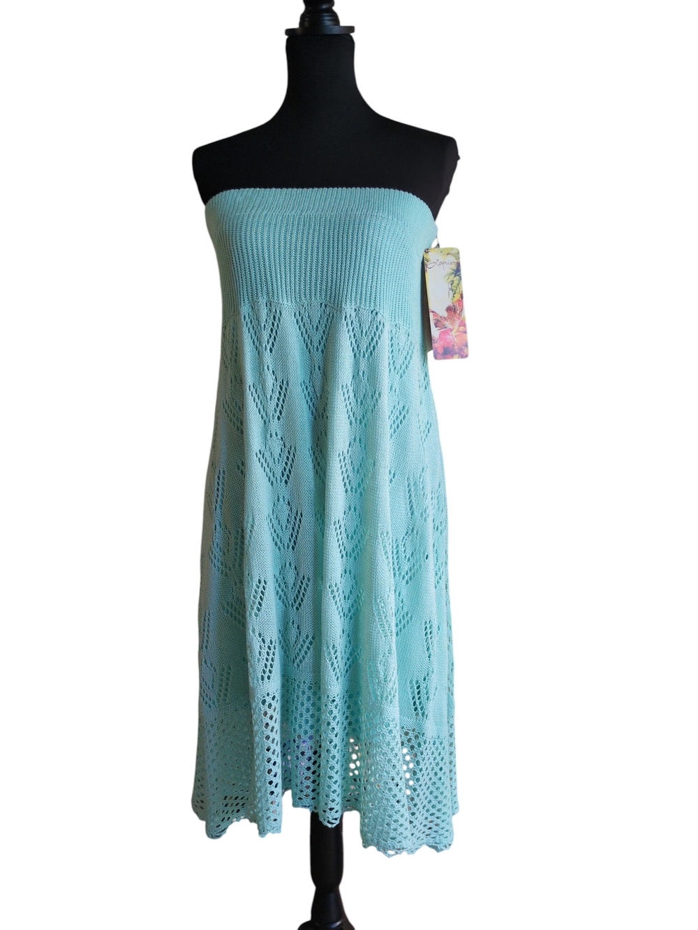 Lapis Baby Blue Knit Lace Lined Strapless Dress Skirt Convertible Versatile